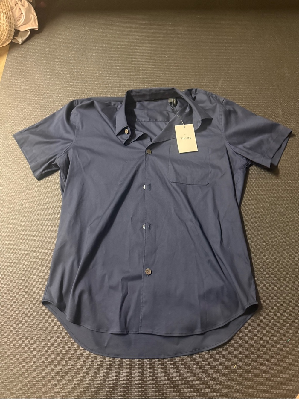 Theory Men’s Navy Short-Sleeve Button-Down Shirt